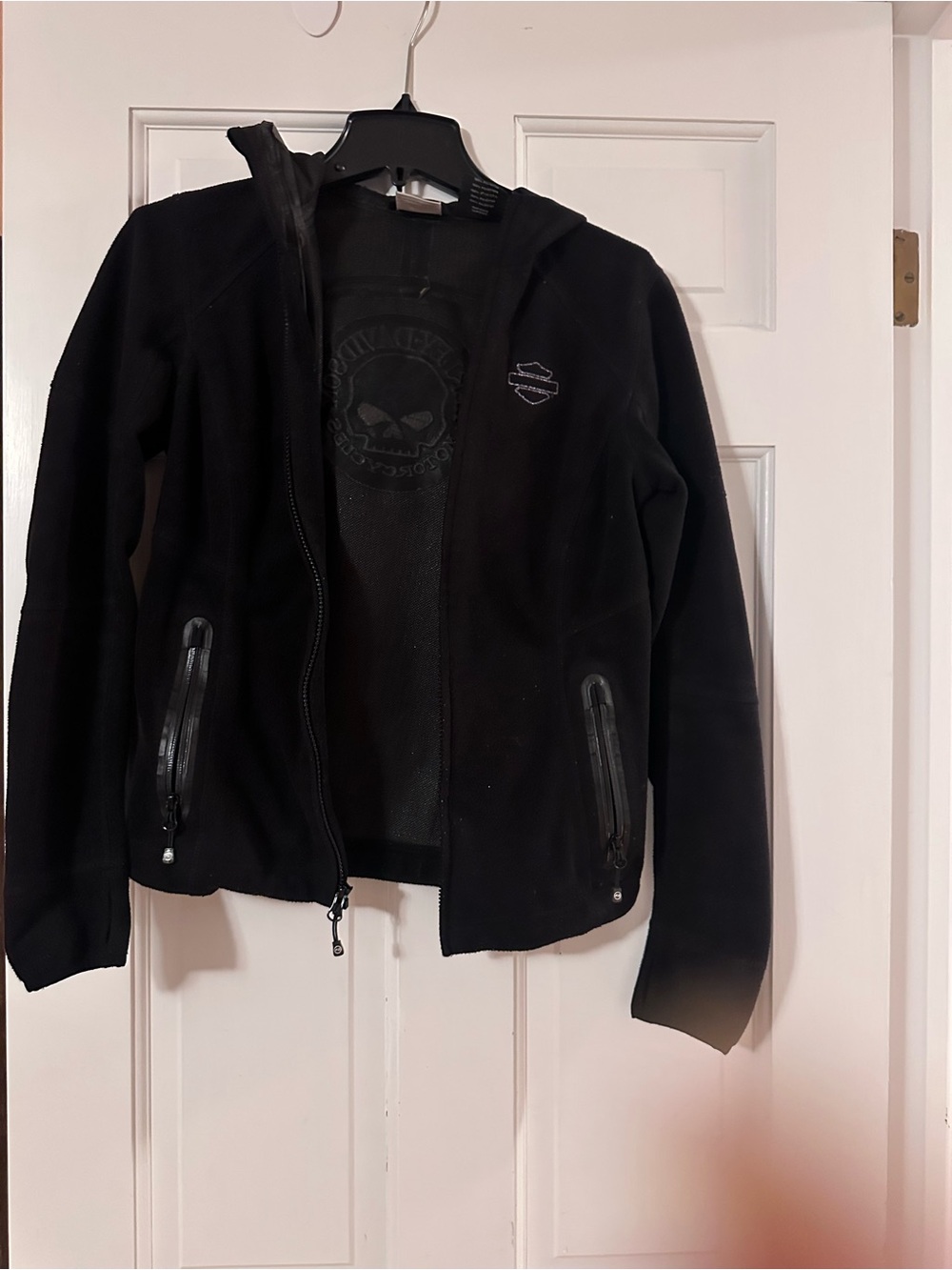 Harley-Davidson Black Hooded Fleece Jacket with Subtle Crest